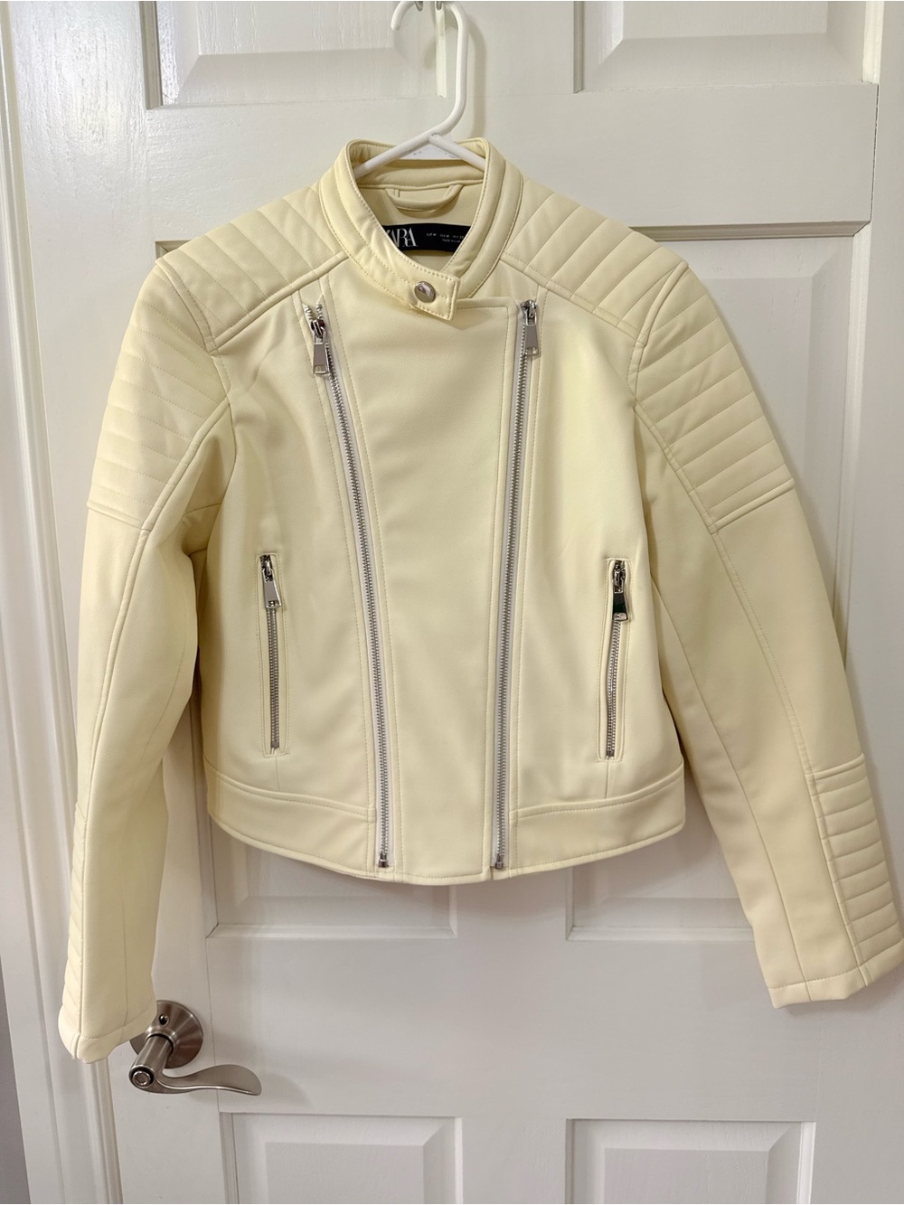 Zara | Butter Yellow Quilted Moto Jacket